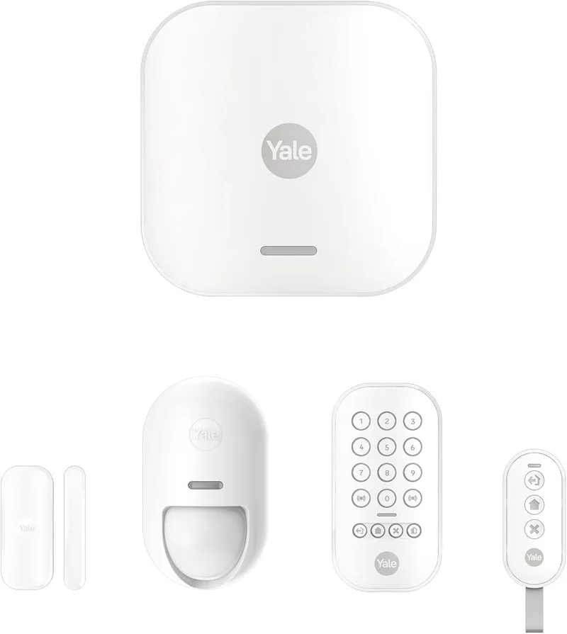 Yale ▫️ Smart Alarm Starter Kit - 5 peças | Armar, armar parcialmente, desarmar | Controlar 4 áreas de segurança | Alarmes em tempo real