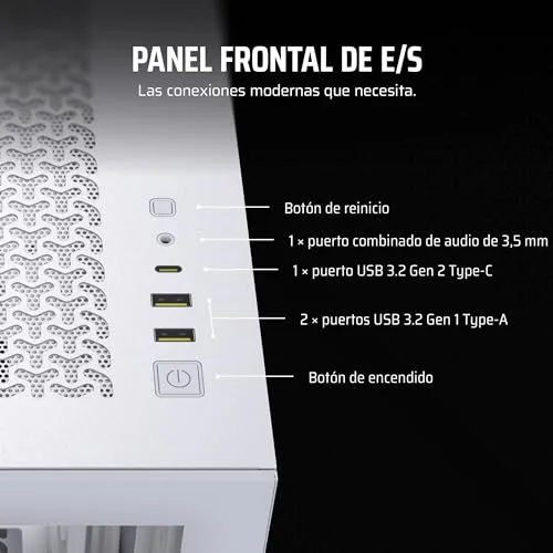 Corsair ▫️ 3500X Caixa de PC ATX de meia-torre - Vidro temperado panorâmico - Compatível com placa-mãe de montagem invertida - Sem ventoinhas incluídas - Branco 6