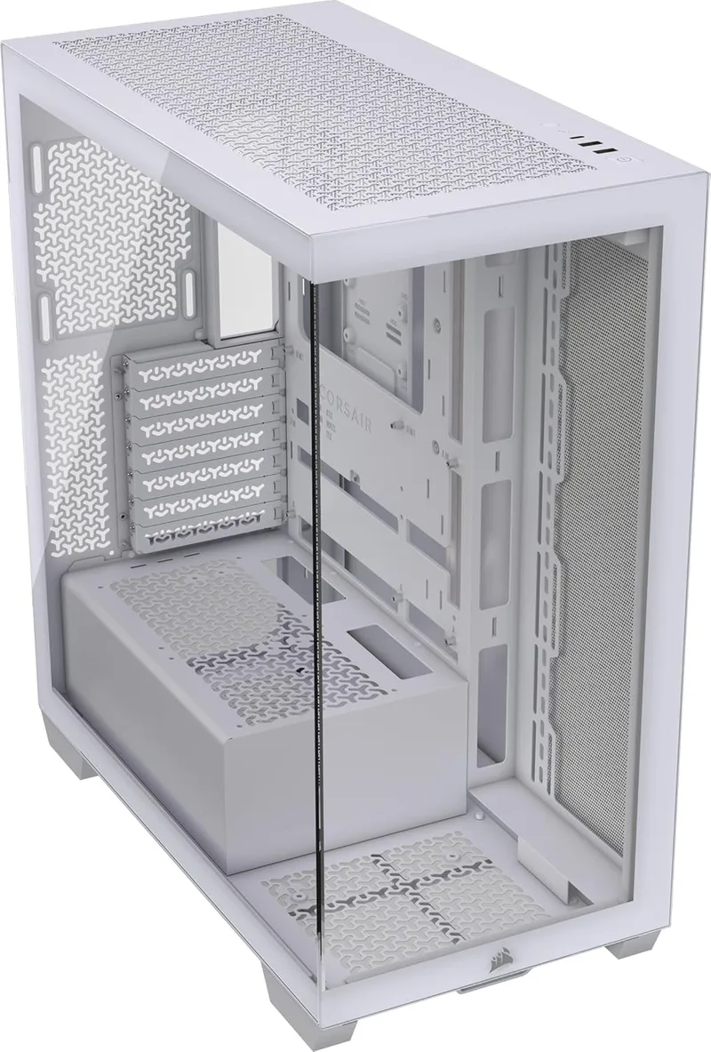 Corsair ▫️ Caixa para PC 3500X Half-Tower ATX - Vidro panorâmico temperado - Compatível com placa-mãe de ligação para trás - Sem ventoinhas incluídas - Branco