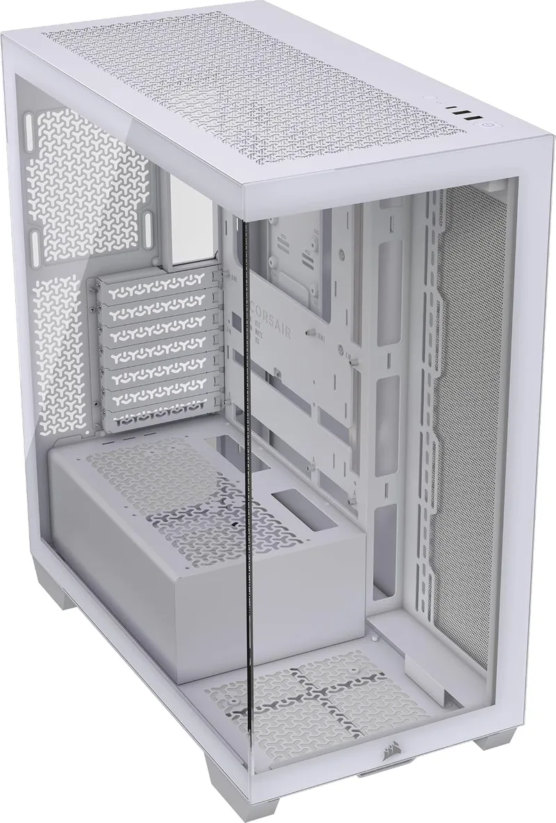 Corsair ▫️ 3500X Caixa de PC ATX de meia-torre - Vidro temperado panorâmico - Compatível com placa-mãe de montagem invertida - Sem ventoinhas incluídas - Branco