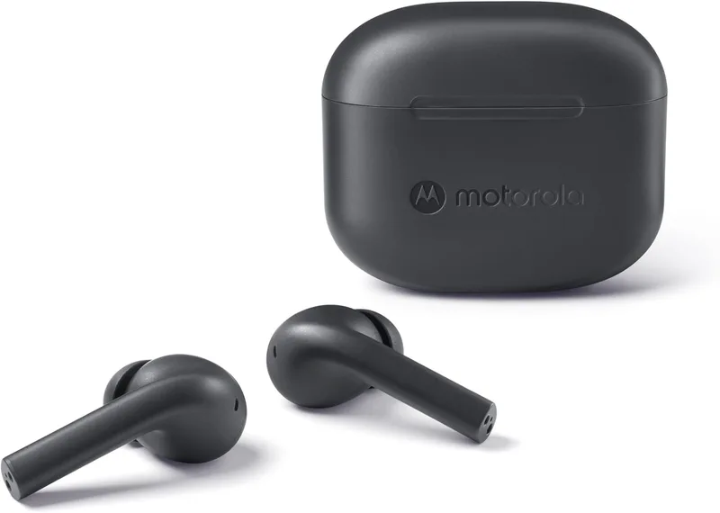 Motorola Sound ▫️ Moto Buds 065 Auscultadores sem fios True Wireless, Emparelhamento rápido, Resistentes à água, 17 horas de reprodução, Chamadas em modo mãos-livres, Ajuste confortável, Preto
