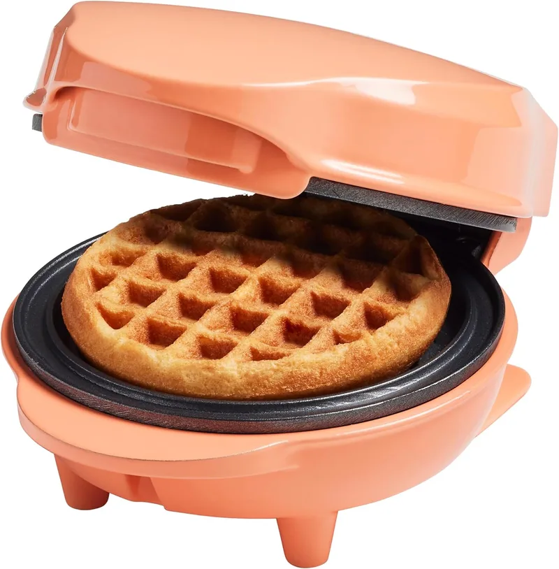 Bestron ▫️ Mini máquina de gofres máquina de gofres em forma de boneco de neve com revestimento antiaderente, para festas de aniversário infantis, celebrações familiares, Páscoa ou Natal, design retro, Cor: Laranja