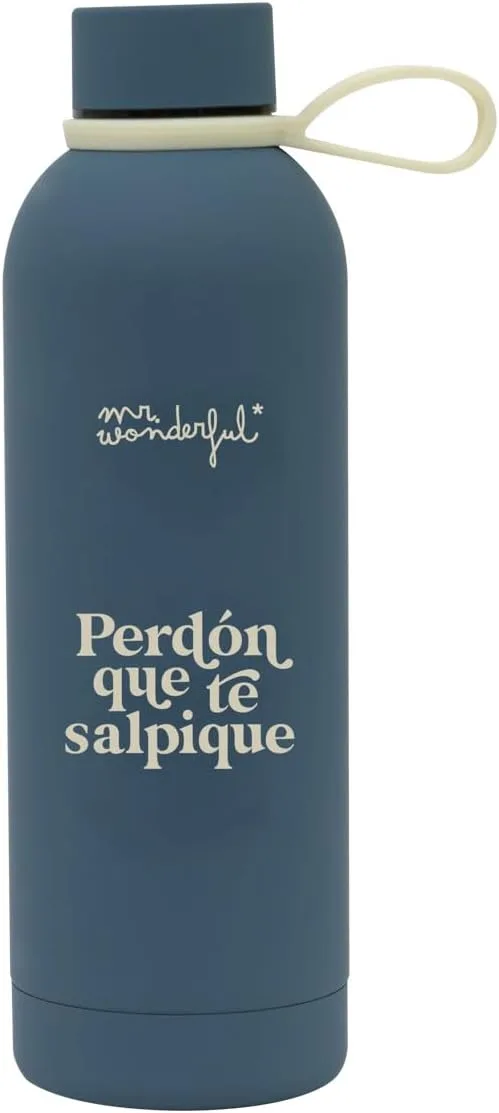 Mr. Wonderful ▫️ Garrafa térmica 550 ml - Forgive the splash - Garrafa de água em aço inoxidável - Garrafa hermeticamente fechada sem BPA - Capacidade 550 ml