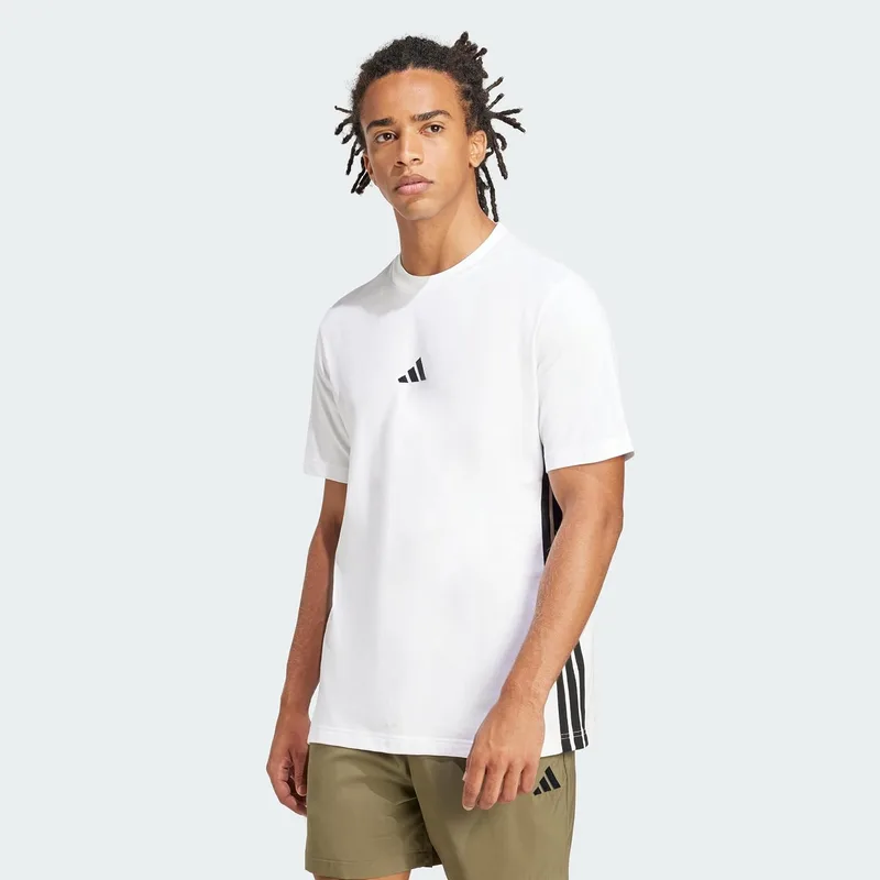 adidas ▫️ T-shirt Essential Three Stripes Single Jersey para homem