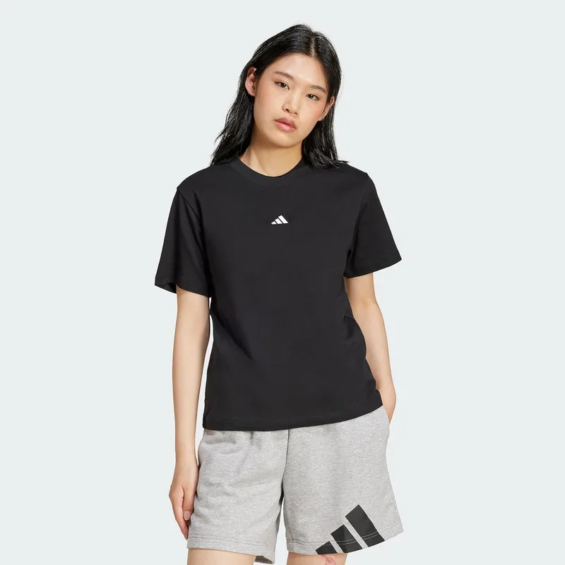 adidas ▫️ Camiseta Essentials com logótipo pequeno, de manga curta, para mulher