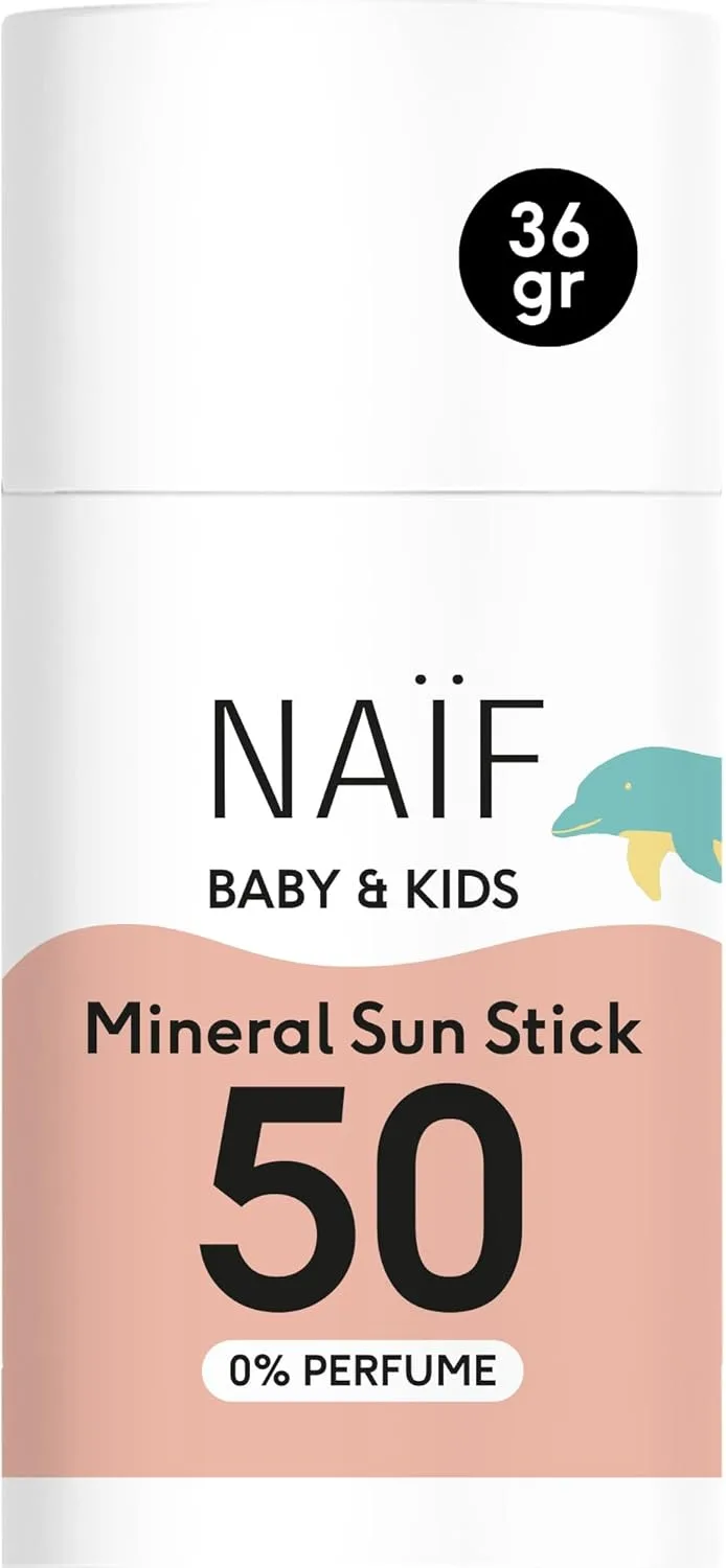 Naïf ▫️ Protetor Solar Mineral em Barra para Bebés e Crianças – FPS 50, sem perfume, sem microplásticos nem óleos minerais, proteção UVA/UVB, resistente à água, testado dermatologicamente – 36 g