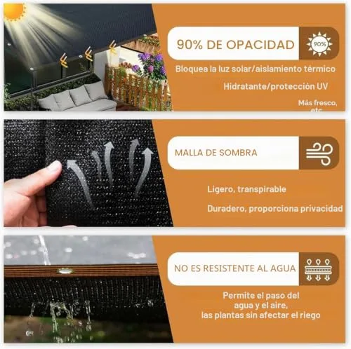 Sunshine smile ▫️ Rede de sombreamento 2 x 5 m, Rede de proteção solar com ilhós, Tecido de proteção visual com 90% de efeito de sombreamento, Rede de proteção solar para estufas, Rede de sombra para jardim, Rede de proteção 7