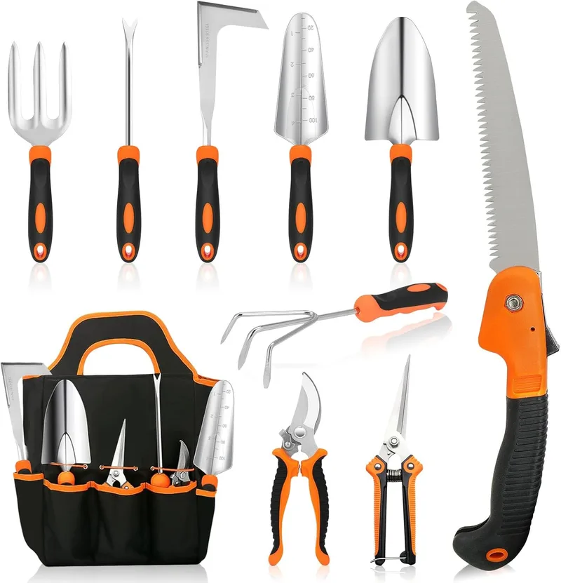 MQHUAYU ▫️ Kit de jardinagem, conjunto de 10 peças de alta resistência, conjunto de ferramentas de jardinagem, kit de jardinagem, presentes para mulheres e homens