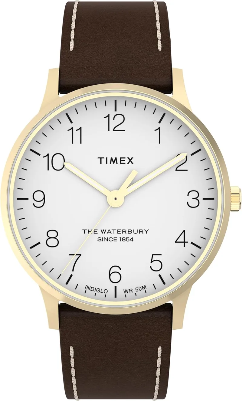 Timex ▫️ Relógio Waterbury Classic para homem, com 40 mm e bracelete em pele