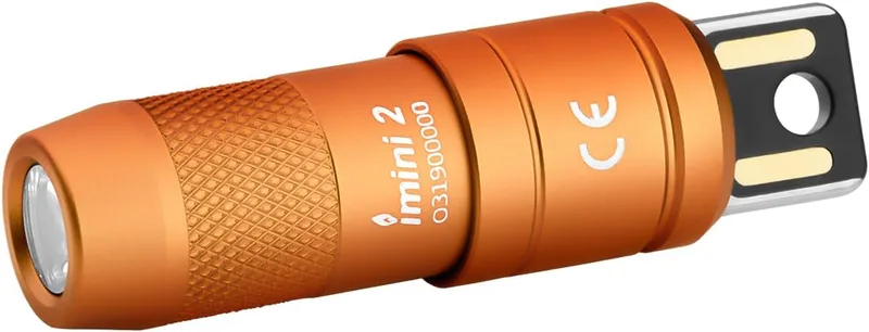 OLIGHT ▫️ IMini 2 Lanterna Recarregável USB Magnética 50 Lumens Luz Suave, Compacta para Porta-Chaves ou Bolso, Mini Lanterna LED para Decoração, Emergência, Campismo e Presentes (Laranja)