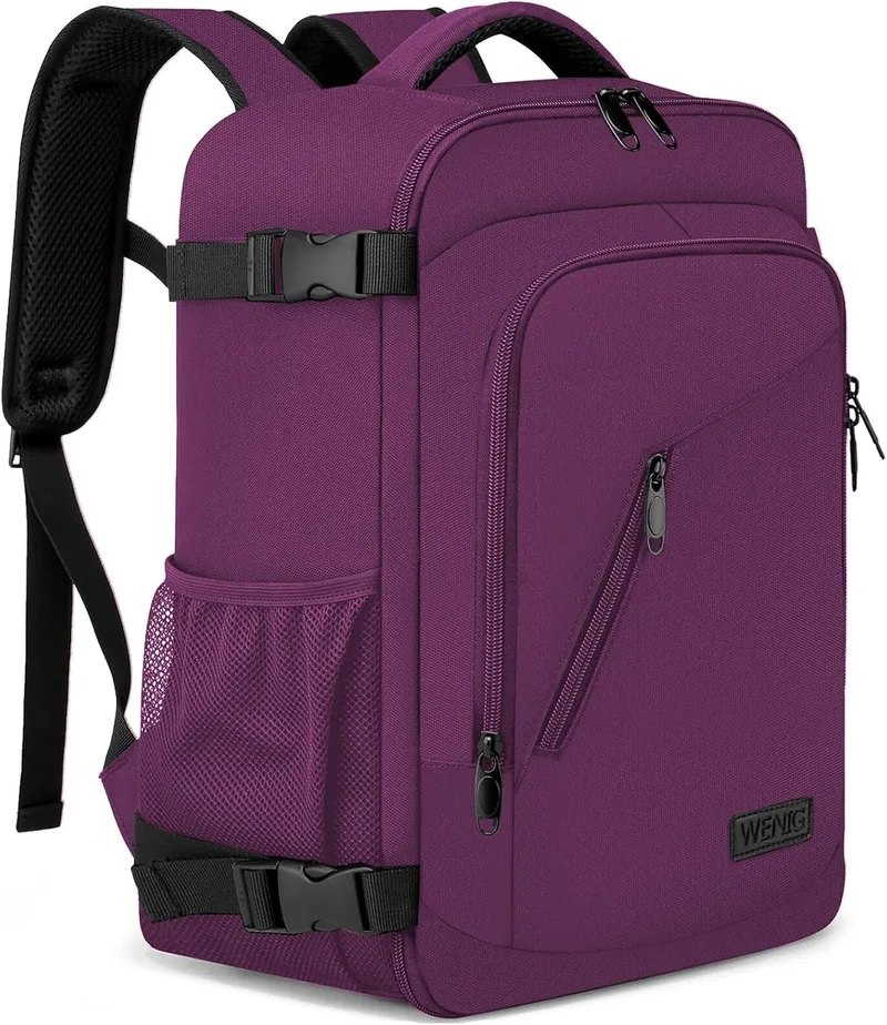 WENIG ▫️ Mochila de viagem de cabine de avião 40x20x25 para a Ryanair – Mochilas e malas de cabine Ryanair – Mochila de viagem – Bagagem de mão – Mochila feminina – Mochila para portátil com porta USB para o trabalho e a escola – Roxa