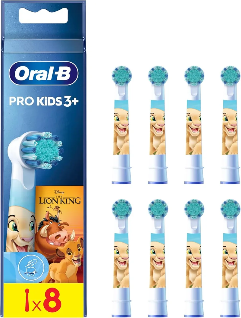 Oral-B ▫️ Kids - Cabeças de escova de substituição com as personagens do Rei Leão da Disney, embalagem de 8 unidades