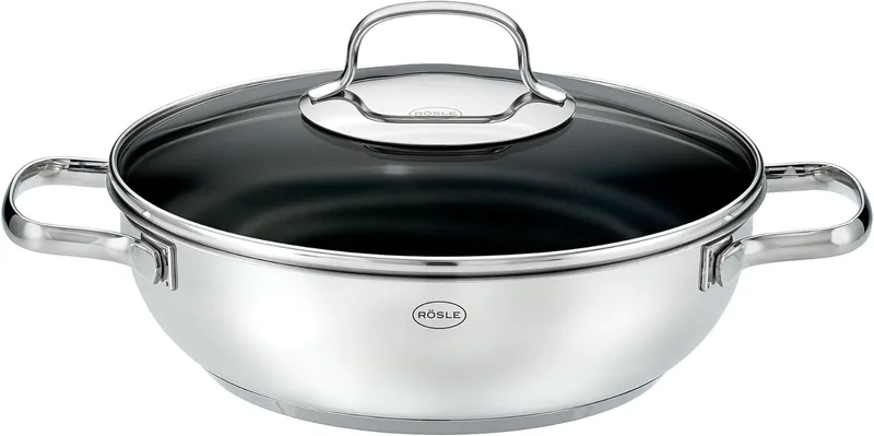 RÖSLE ▫️ ELEGANCE Forma de servir antiaderente ProPlex, elegante e eficiente - Ø 24 cm, resistente ao calor até 260 °C, revestimento antiaderente ProPlex, prata, aço inoxidável 18/10