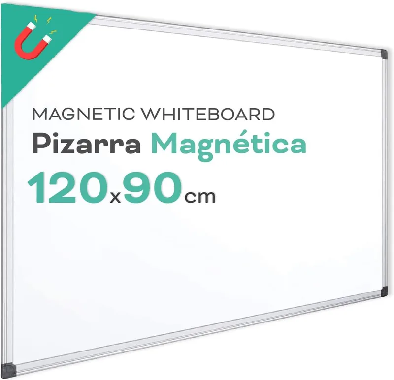 OFITURIA ▫️ Quadro Magnético Branco, Quadro com Moldura de Alumínio, Superfície Lisa e Fácil de Apagar, Quadro para Tomar Notas, Desenhar, Ensinar ou Organizar, Ferramenta para o Escritório e a Escola - (120x90)
