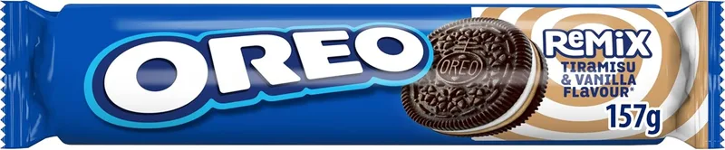 Oreo ▫️ Remix Tiramisu, bolachas recheadas com creme de baunilha e tiramisu, o snack para partilhar e desfrutar, embalagem de 157 g
