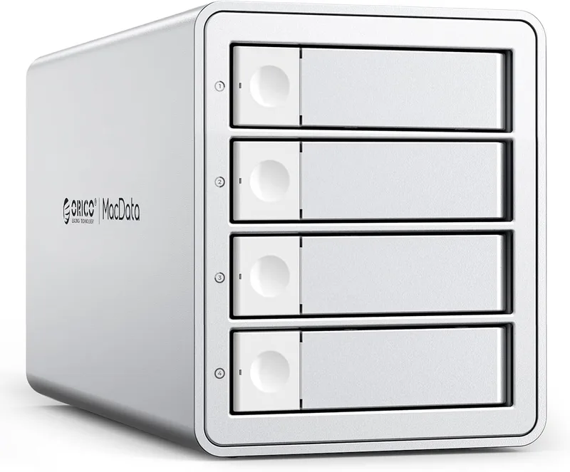 ORICO ▫️ Daisy Chain - Caixa para discos rígidos com 4 compartimentos, USB 3.2 Gen 2, em alumínio, compatível com 22 TB e expansão máxima até 264 TB para discos rígidos de 3,5 polegadas, 9948C3