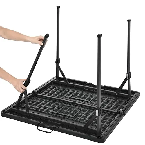 Amazon Basics ▫️ Mesa de jantar quadrada dobrável com alça de transporte, para interior e exterior, portátil, leve, ideal para viagens, piqueniques e acampamentos, preta, 86,1 x 86,1 x 74 cm 5