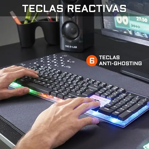 The G-Lab ▫️ G-Lab Combo Yttrium - Conjunto de teclado e rato para jogos, combo 3 em 1 com teclado para jogos QWERTY, 105 teclas, rato para jogos de 2600 dpi, tapete para rato para jogos - PC/PS4/PS5 (nova versão) 2
