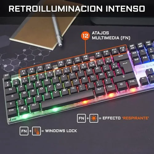 The G-Lab ▫️ G-Lab Combo Yttrium - Conjunto de teclado e rato para jogos, combo 3 em 1 com teclado para jogos QWERTY, 105 teclas, rato para jogos de 2600 dpi, tapete para rato para jogos - PC/PS4/PS5 (nova versão) 3