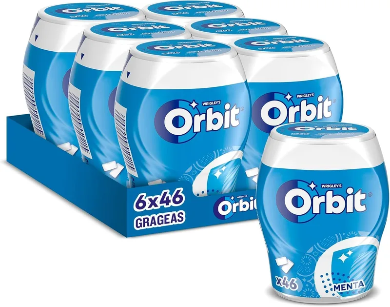 Orbit ▫️ Pastilhas Elásticas Sem Açúcar com Sabor a Menta, Frescas, Intensas e de Longa Duração, em formato de grageia (6 x 46 pastilhas)