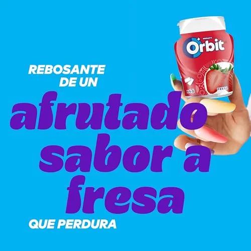 Orbit ▫️ Pastilhas elásticas sem açúcar, sabor a morango, em grageias, 6 embalagens de 46 unidades. 3