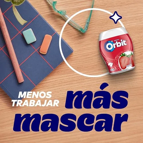 Orbit ▫️ Pastilhas elásticas sem açúcar, sabor a morango, em grageias, 6 embalagens de 46 unidades. 4