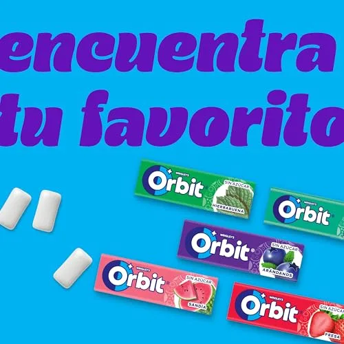 Orbit ▫️ Pastilhas elásticas sem açúcar, sabor a morango, em grageias, 6 embalagens de 46 unidades. 7