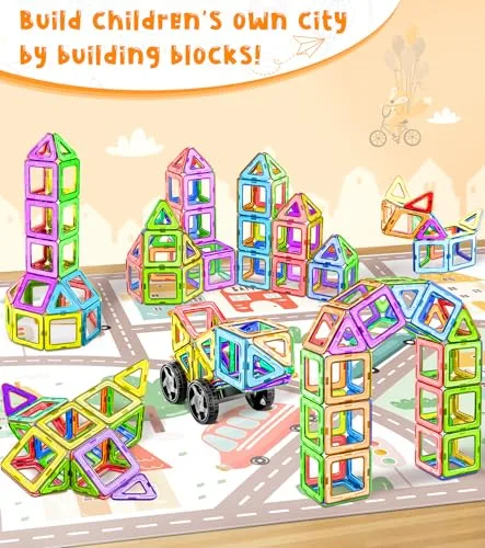 COOLJOYA ▫️ Blocos magnéticos de construção para crianças, brinquedos magnéticos de construção 2