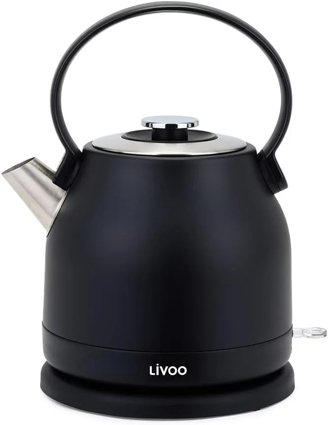 LIVOO ▫️ Chaleira Retro 1,5L DOD202C - 1850-2200W, aço inoxidável, rotação de 360°, elemento de aquecimento oculto