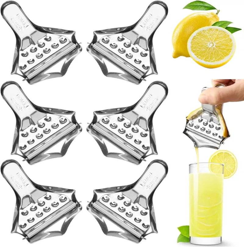 EXIN DECHEN ▫️ Espremedor de Limões Manual em Aço Inoxidável 6 Peças, Espremedor de Limões Manual, Espremedor de Limões Reutilizável, Espremedor de Frutas Manual, para Cozinhas, Bares e Restaurantes, Espremedor de Limões Manual em Aço Inoxidável 6 Peças, Espremedor de Limões Reutilizável, Espremedor