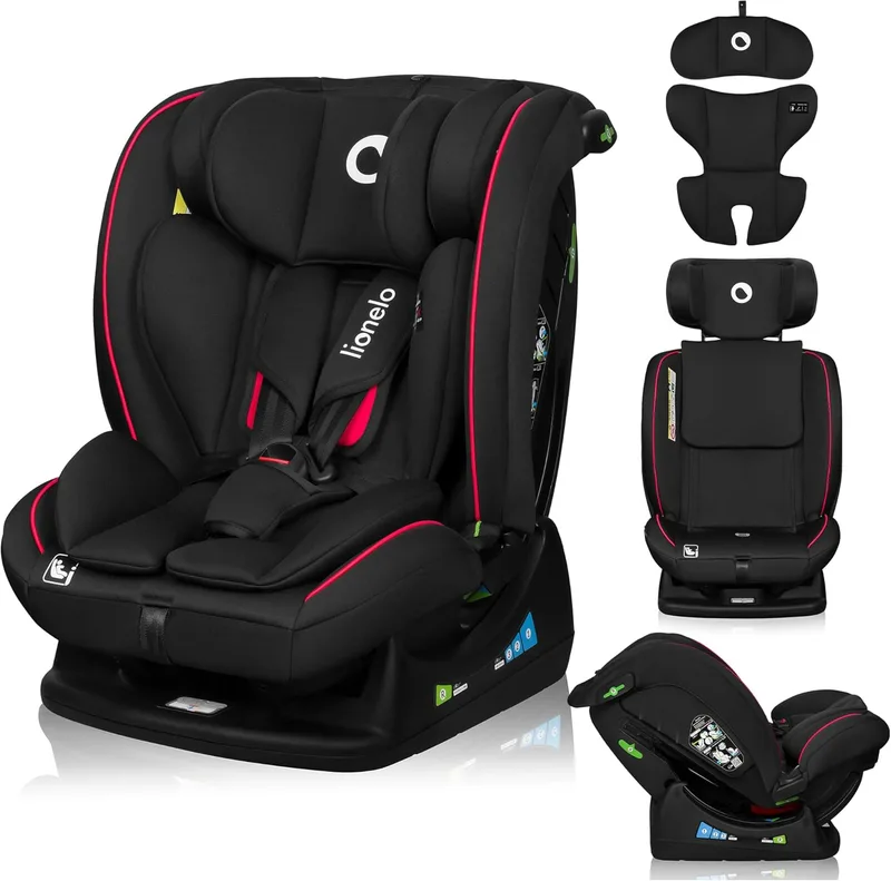 lionelo ▫️ AART I-SIZE Cadeira auto para bebé 40-150 cm, montagem no cinto de segurança, apoio de cabeça e inclinação ajustáveis, almofada lombar e redutor, R129 i-Size Standard