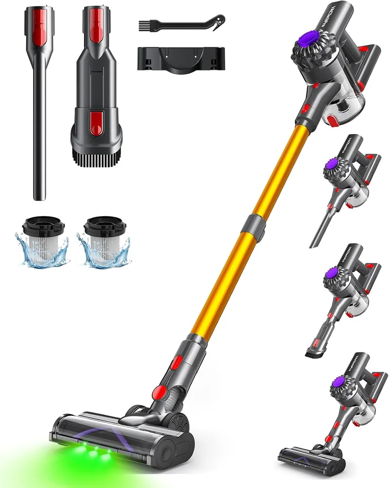 VACTechPro ▫️ Aspirador sem fio, 35 kPa, vassoura aspiradora sem fio | 6 em 1 sem fio com 35 minutos de autonomia e bateria removível, ideal para pêlos de animais de estimação/alcatifas/pavimentos duros