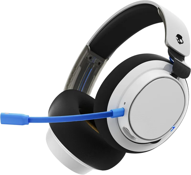 Skullcandy ▫️ SLYR Pro Auscultadores sem fios sobre o ouvido para jogos multiplataformas com transmissor USB-A de latência muito baixa, compatível com Playstation ou Xbox, PC, Nintendo Switch - Branco/Azul