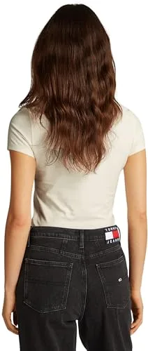 Tommy Jeans ▫️ Camiseta de manga curta para mulher, modelo Linear, corte justo 2