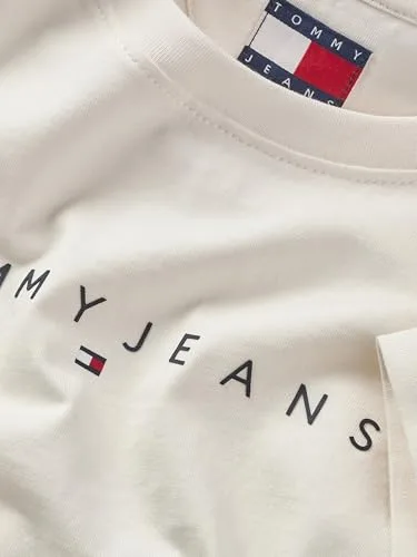 Tommy Jeans ▫️ Camiseta de manga curta para mulher, modelo Linear, corte justo 4