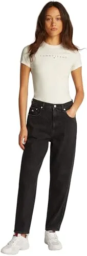 Tommy Jeans ▫️ Camiseta de manga curta para mulher, modelo Linear, corte justo 5
