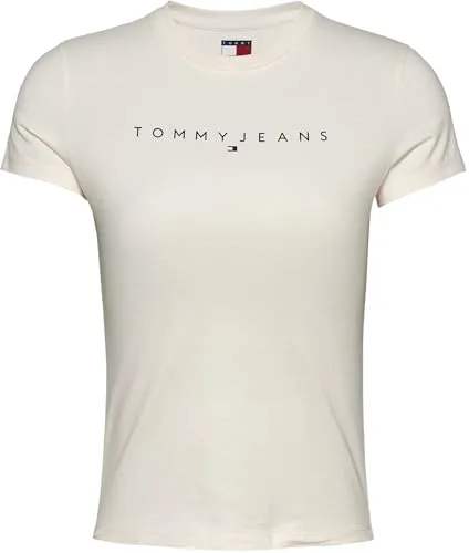 Tommy Jeans ▫️ Camiseta de manga curta para mulher, modelo Linear, corte justo 6