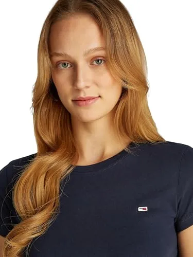 Tommy Jeans ▫️ T-shirt de manga curta para mulher Essential Rib Slim Fit 3