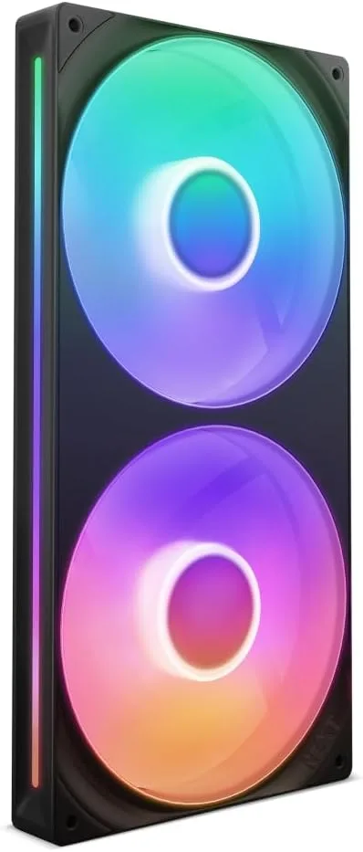 NZXT ▫️ F280 RGB Core - Unidade de ventoinha monocoque de 280 mm com 2 ventoinhas RGB de 140 mm - Controlo de velocidade e iluminação - Pressão estática e fluxo de ar elevados - 8 LEDs aRGB - Preto