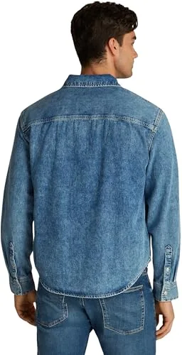 Calvin Klein ▫️ Camisa de ganga para homem, corte regular, com bolso no peito 2