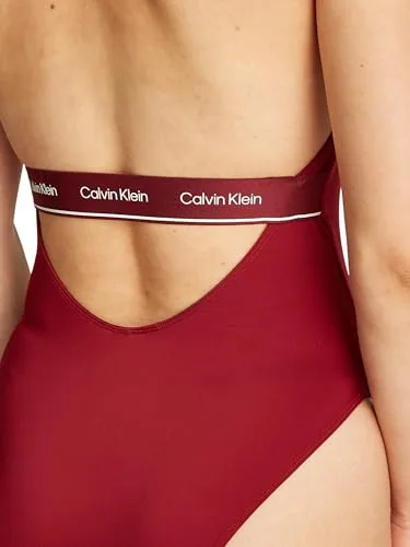 Calvin Klein ▫️ Fato de banho feminino de gola alta, de uma peça, com alças ao pescoço 3