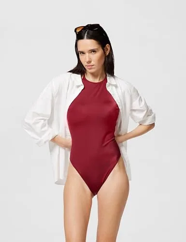 Calvin Klein ▫️ Fato de banho feminino de gola alta, de uma peça, com alças ao pescoço 4