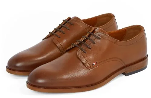 Tommy Hilfiger ▫️ Sapatos Derby para homem, em pele Thunit, com biqueira redonda 4