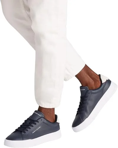 Tommy Hilfiger ▫️ Tênis Court para mulher, modelo Detail Essential, em pele 3