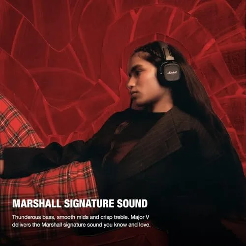 Marshall ▫️ Auscultadores sem fios Bluetooth Major V, 100 horas de reprodução - Preto 2