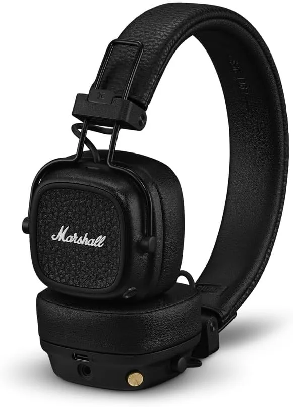Marshall ▫️ Auscultadores sem fios Bluetooth Major V, 100 horas de reprodução - Preto