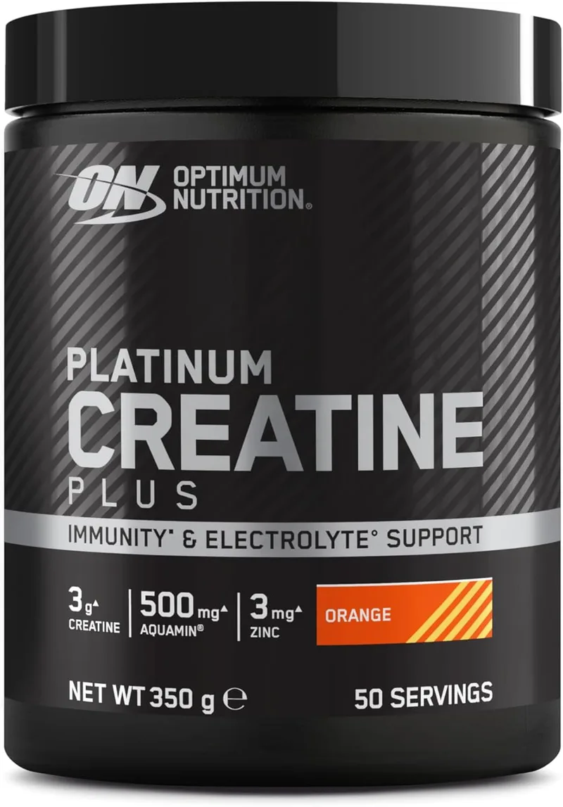 Optimum Nutrition ▫️ Platinum Creatina Plus em Pó, Sabor a Laranja, 350 g, 50 doses