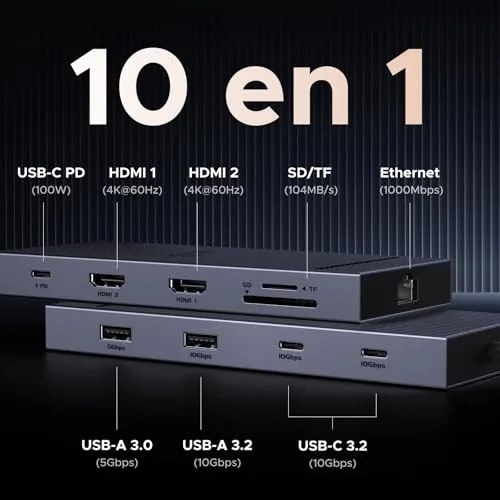 UGREEN ▫️ Revodok Pro 2102 Hub USB-C 10 em 1 – Estação de acoplamento com dois ecrãs 2