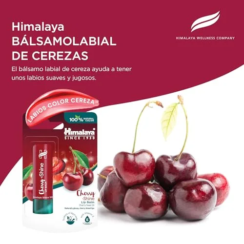 Himalaya ▫️ Bálsamo labial Cherry Shine com óleo de semente de cereja e vitamina E | Acabamento brilhante natural | Nutre, hidrata e protege os lábios, 4,5 g 3