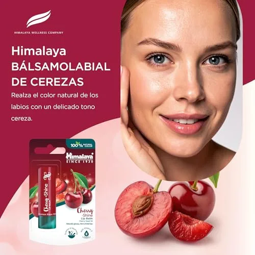 Himalaya ▫️ Bálsamo labial Cherry Shine com óleo de semente de cereja e vitamina E | Acabamento brilhante natural | Nutre, hidrata e protege os lábios, 4,5 g 4